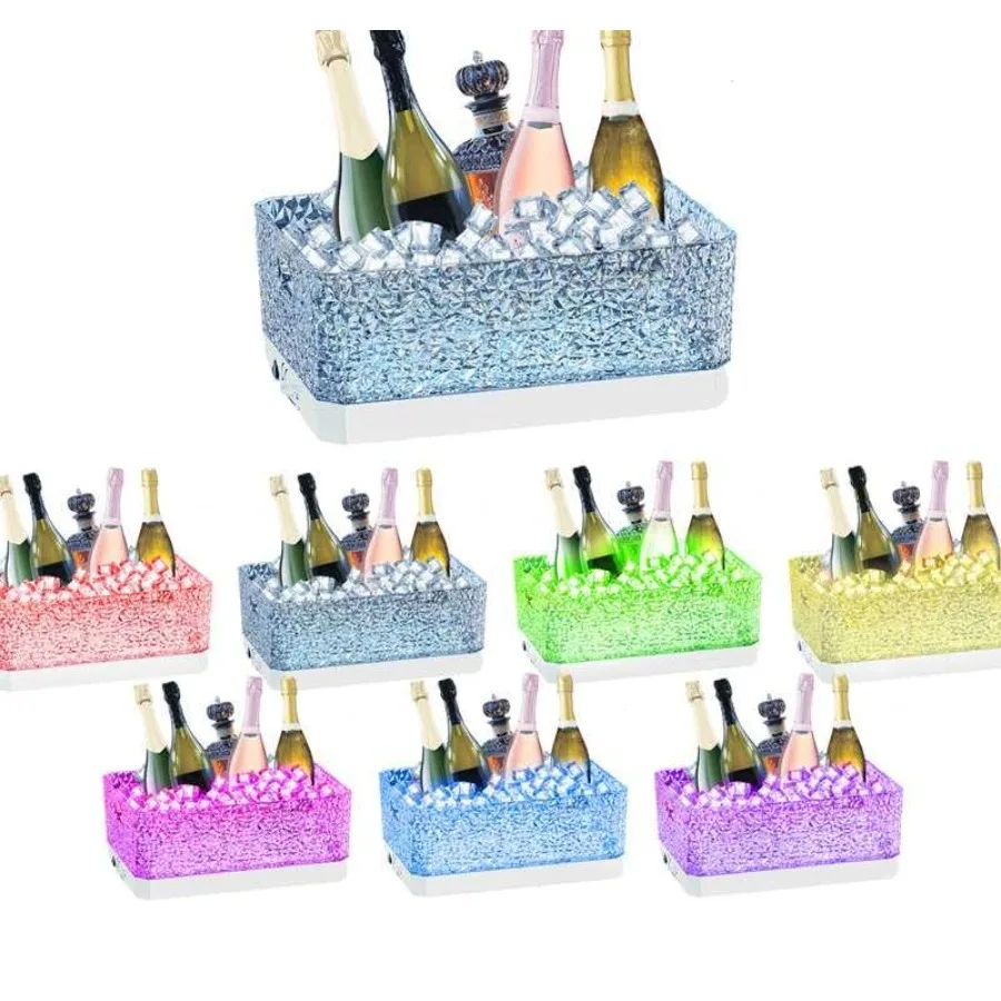 

Plac Colorful Ice et for Parties5Liter/4 Gallon BiLED Light Beverage Tub Ice et for Champagne/Beer/Drink/Wine/Coils/Bar 7-color
