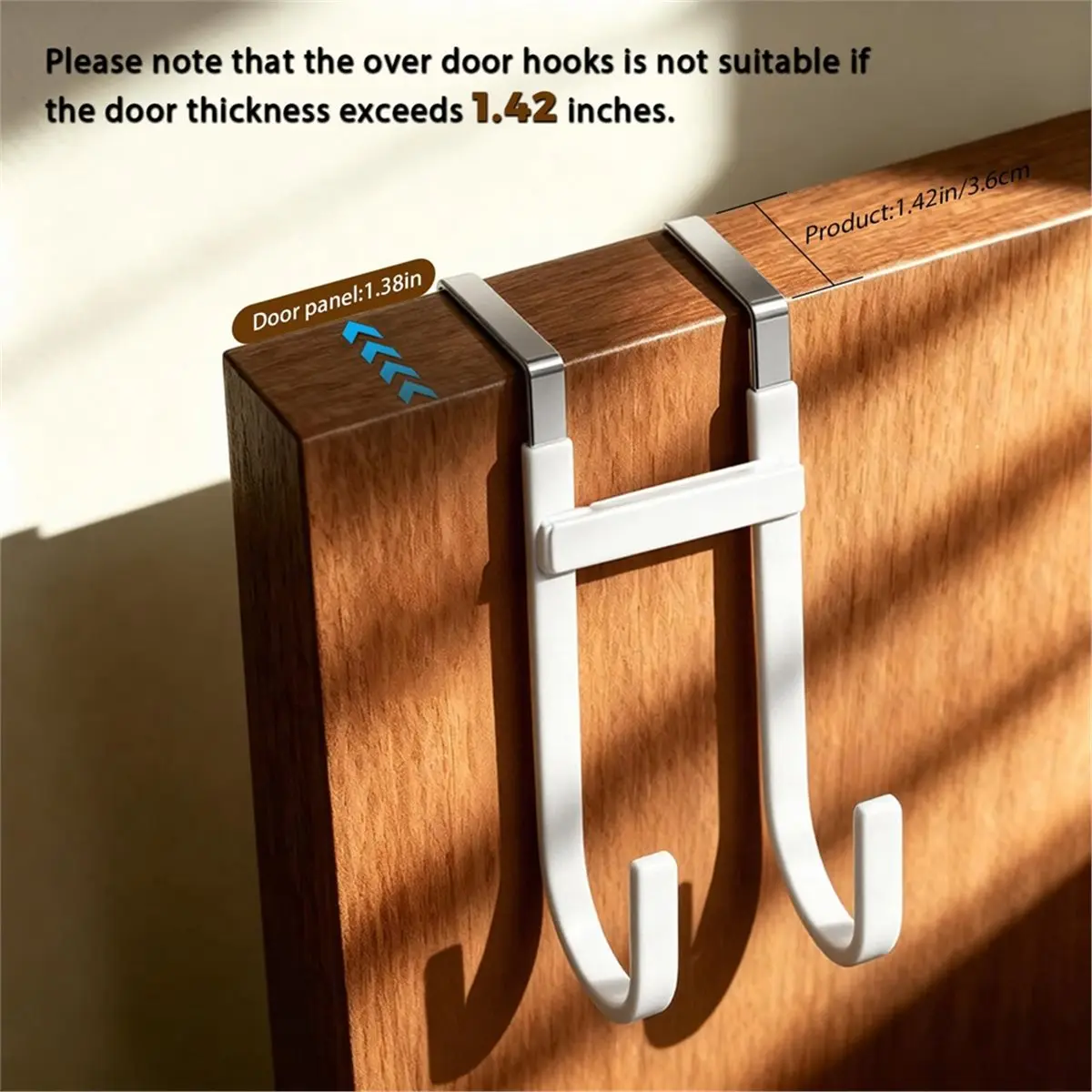 Over-the-Door Hooks, 2 Pack Heavy Duty Anti-Scratch Rubber Door Hangers for Home Organization