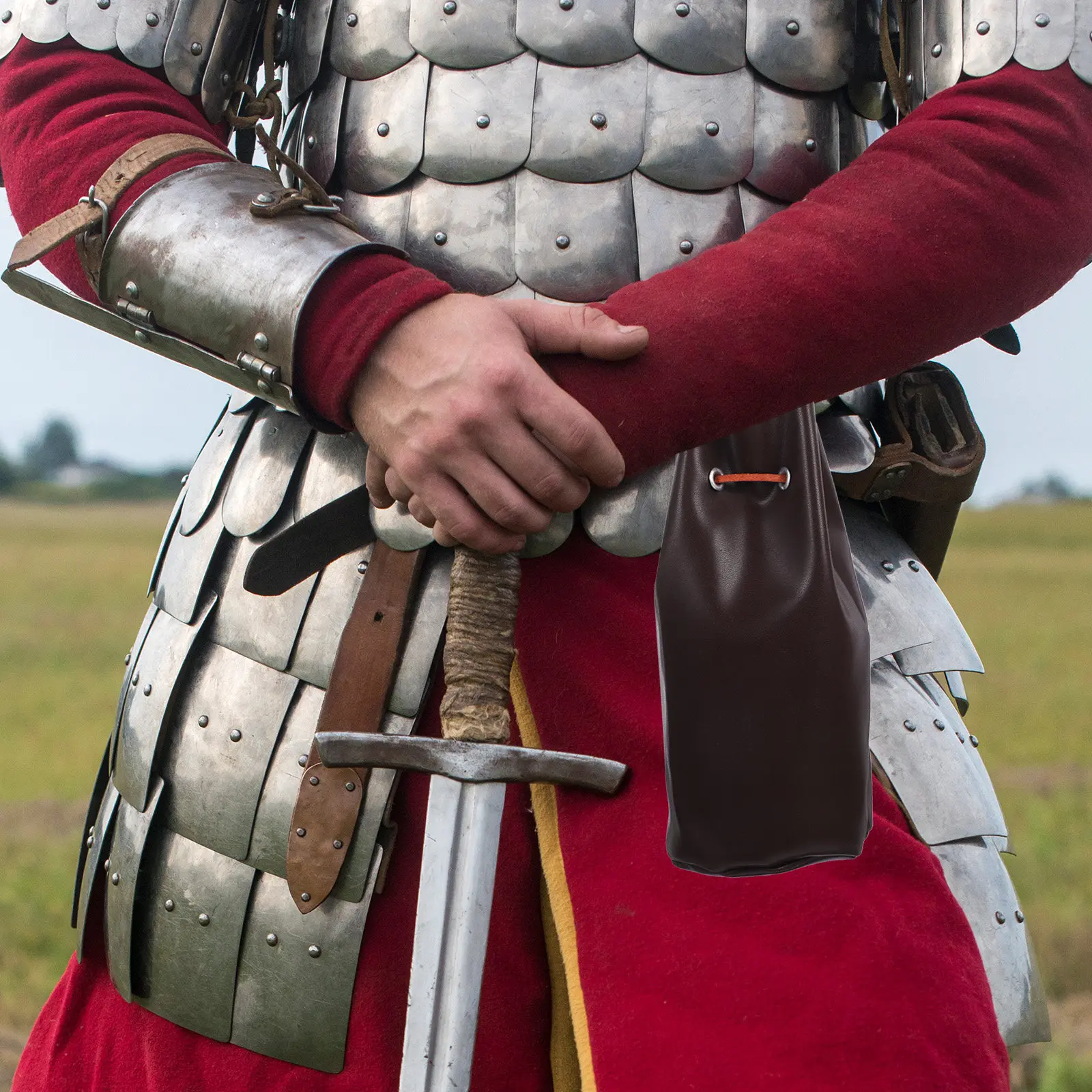 

Средневековая поясная сумка на шнурке из ПУ, ретро-сумка для косплея, портативный аксессуар для костюма эпохи Возрождения, винтажный аксессуар для вечеринок