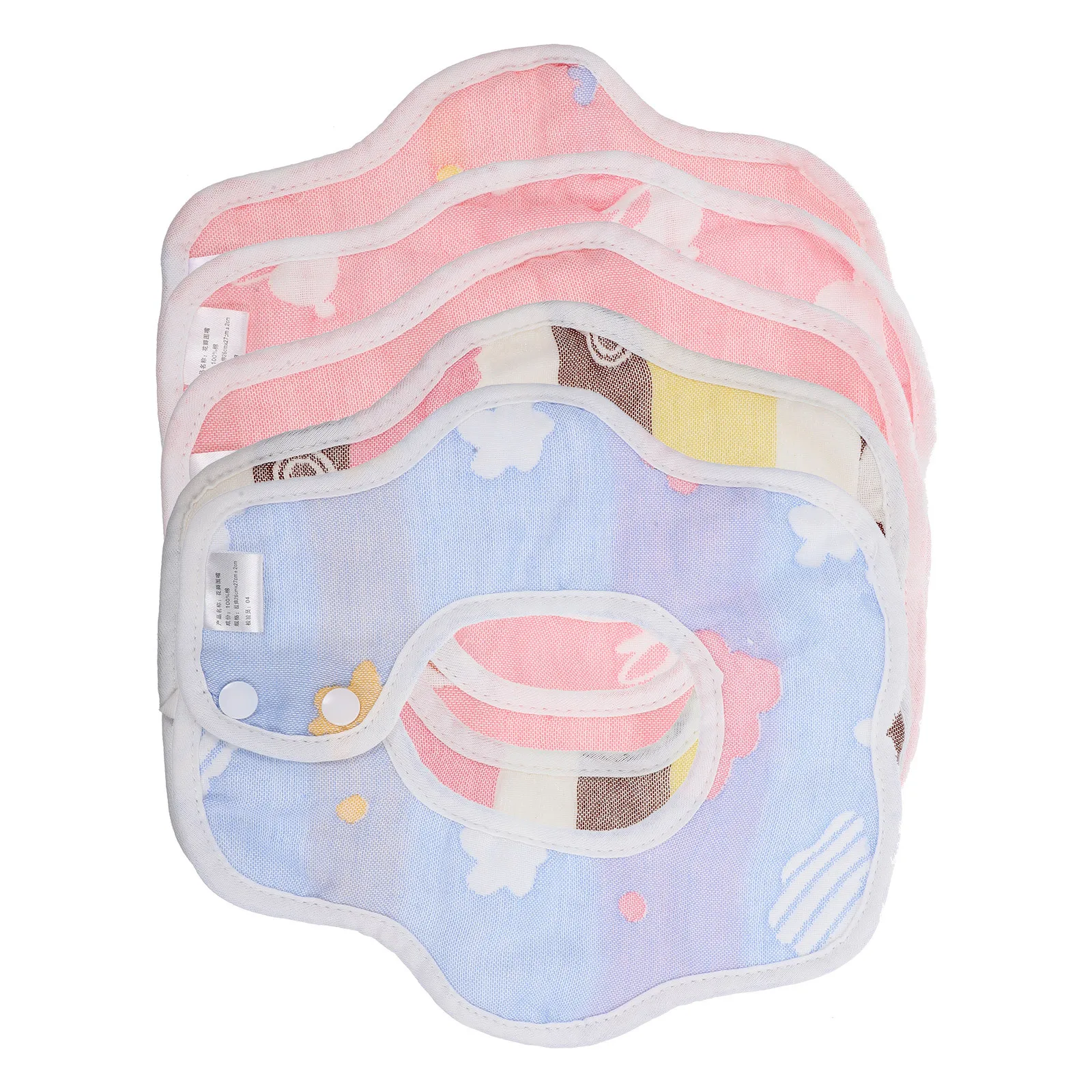 

5 шт., хлопковые детские полотенца со слюной, детские нагрудники с мультяшным принтом, мягкие дышащие нагрудники для новорожденных, детские полотенца со слюной