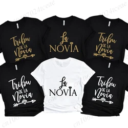 Team Bride Tribe T-shirt  Bachelorette Party Shirt for Spanish Bridal Shower Wedding Party Tops Bridesmaid Short Sleeve Tees