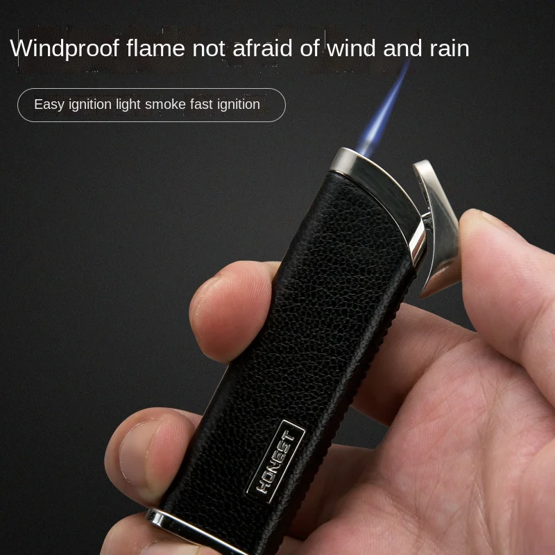 HONEST Thin Lighter Metal Jet Torch Gas Butane Lighter Turbo Windproof Blue Flame Inflatable Cigarette Lighter Cheap Lighters