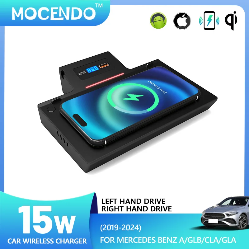 

Car wireless charger for Mercedes Benz A/GLB 2019-2024 CLA/GLA 2020-2024 fast phone charger charging pad plate