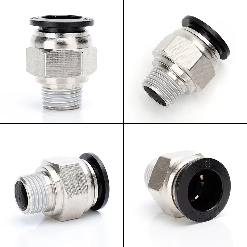 1-50 ชิ้น/ล็อต PC PNEUMATIC Air Connector FITTING PC 4/6/8/10/12/16 มม.1/8 1/4 3/8 1/2 พลาสติกสีดําอุปกรณ์ท่อ