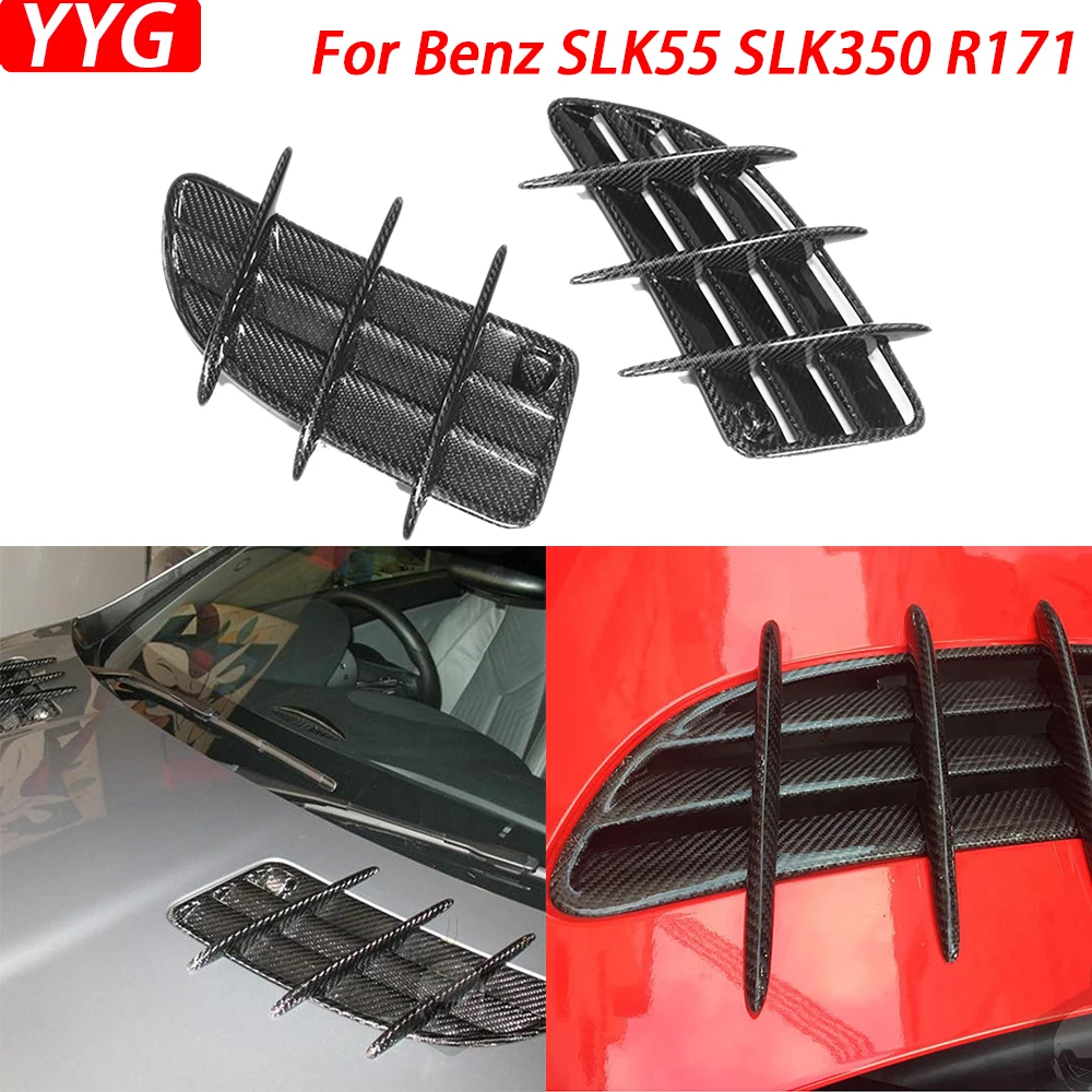 

Real Carbon Fiber Front Engine Hood Air Vent Outlet Intake Scoop Trim Fender For Mercedes-Benz R171 SLK-Class SLK55 SLK350 05-10