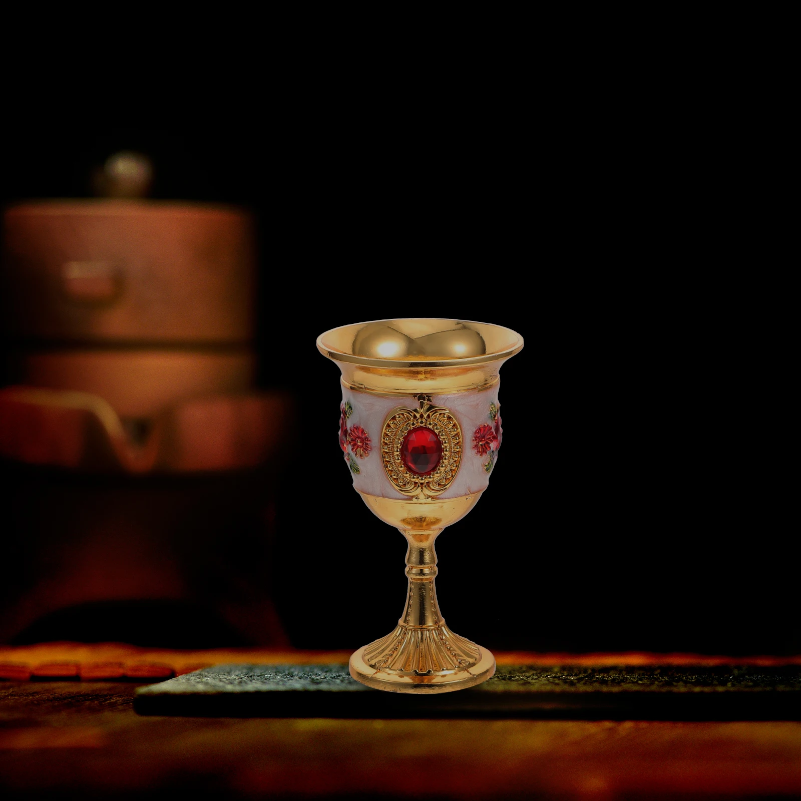 

Goblet Zinc Alloy Copper Small Drinking Cup Exquisite Pattern Home Bar Restaurant Use Easy Clean Smooth Surface