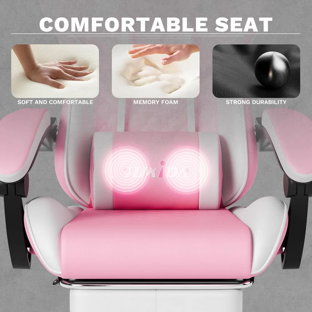 Ergonomic Gaming Chairs with Massage Lumbar Support, Swivel, Height Adjustable, and Headrest for Adults Comfort Gaming image 6