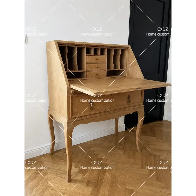 Medieval style desk desk writing table dressing table American retro simple decorative cabinet flip cover writing dresser
