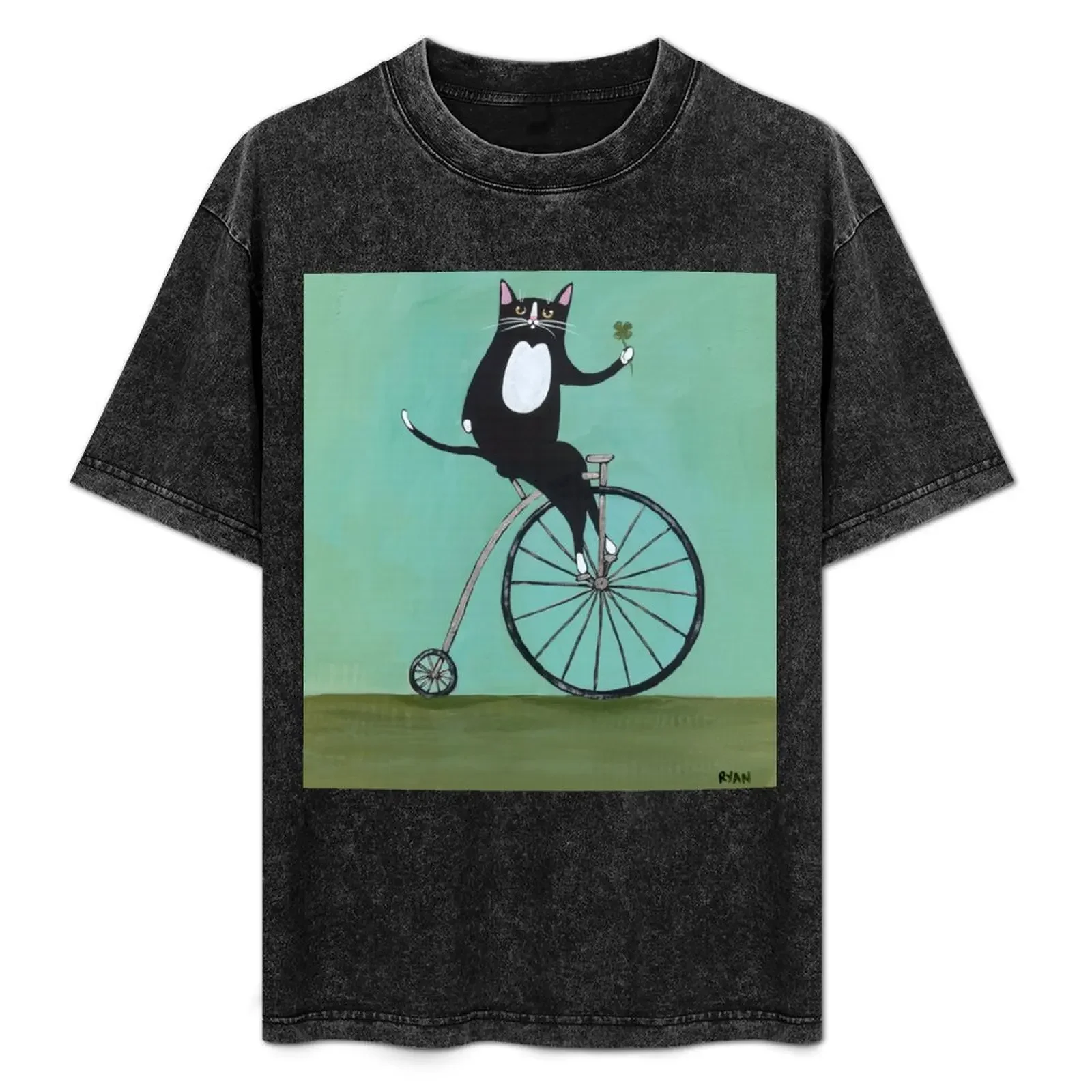 Lucky on a Bike T-Shirt cotton man t-shirts T-shirts oversize animal prinfor boys funny t shirts for men