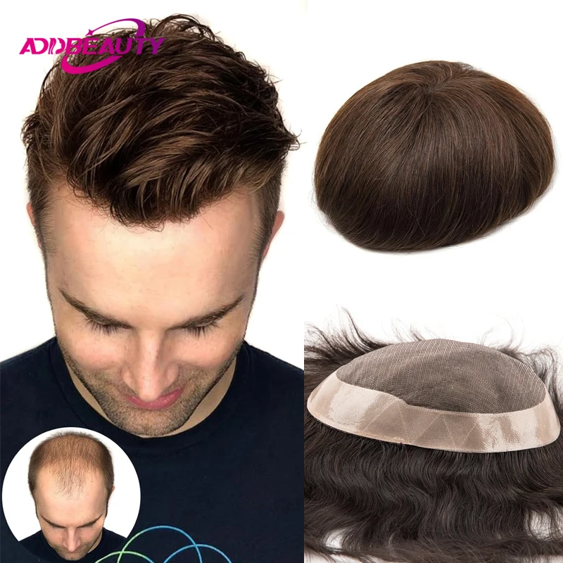 

Addbeauty Men Capillary Prosthesis Fine Mono NPU Hair Prosthesis Man Human Hair New Man Toupee Natural Hair System Unit Hairline