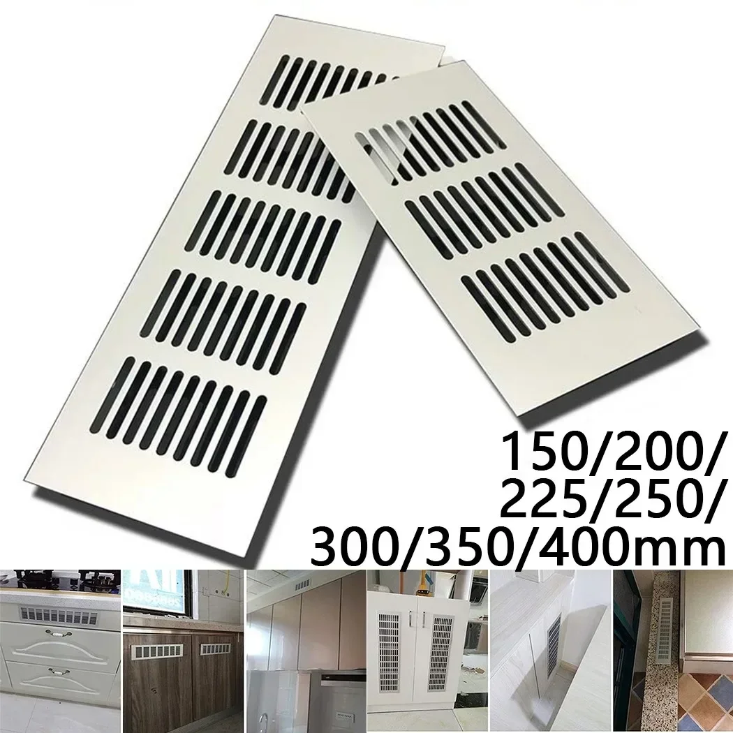 Ventilation Grille 80*150-400mm Aluminium Air Vent Silver Louvred Grill Ventilation Grille Furniture Wardrobes Door Mesh Cover