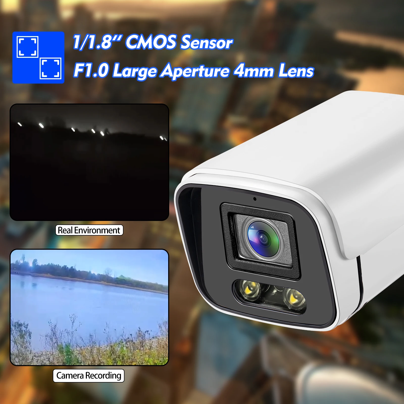 Gadinan CCTV Audio Outdoor 4K 8MP Ultra-Clear Ultimate Color Night Vision IP Camera Face Detectio POE Security Video Monitoring