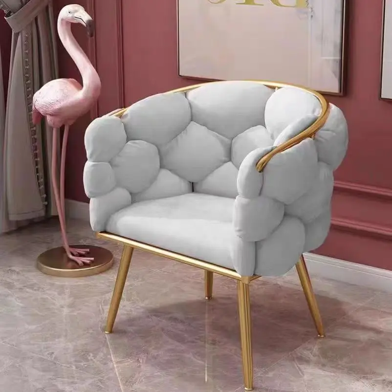 INS puffs velvet armchair Nordic luxury dining chairs makeup backrest soft stool Cofe waiting bubble chair design Home furniture