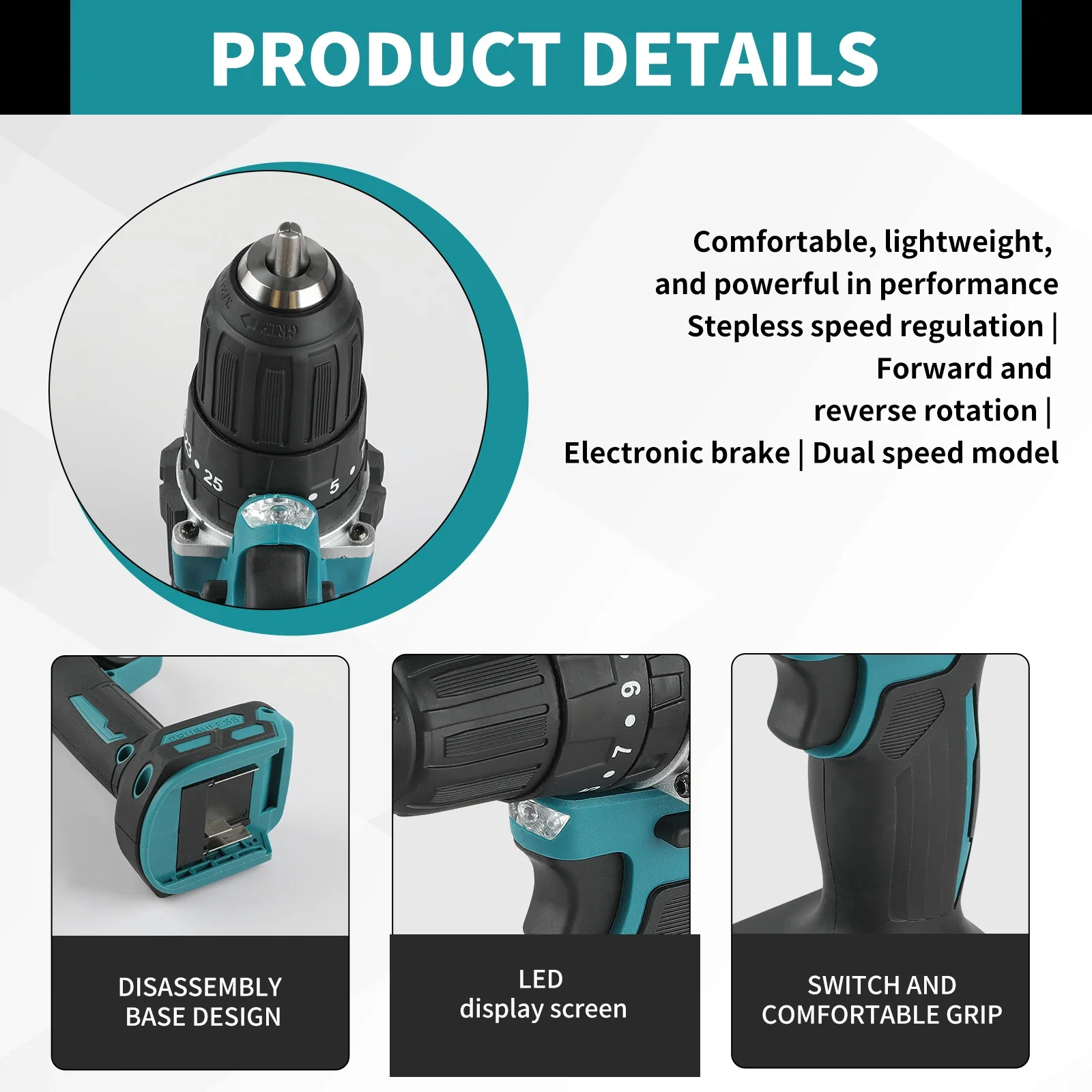 DDF487 10MM Screwdriver Brushless Electric Drill Impact Drill Of Decoration Team Power Tools For Makita 18v Battery Pins
