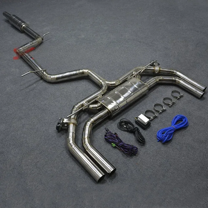 Super Racing Tailpipe Exhaust System For AUDI A3 Valve Exhaust Cat Back With Quad Double Tip