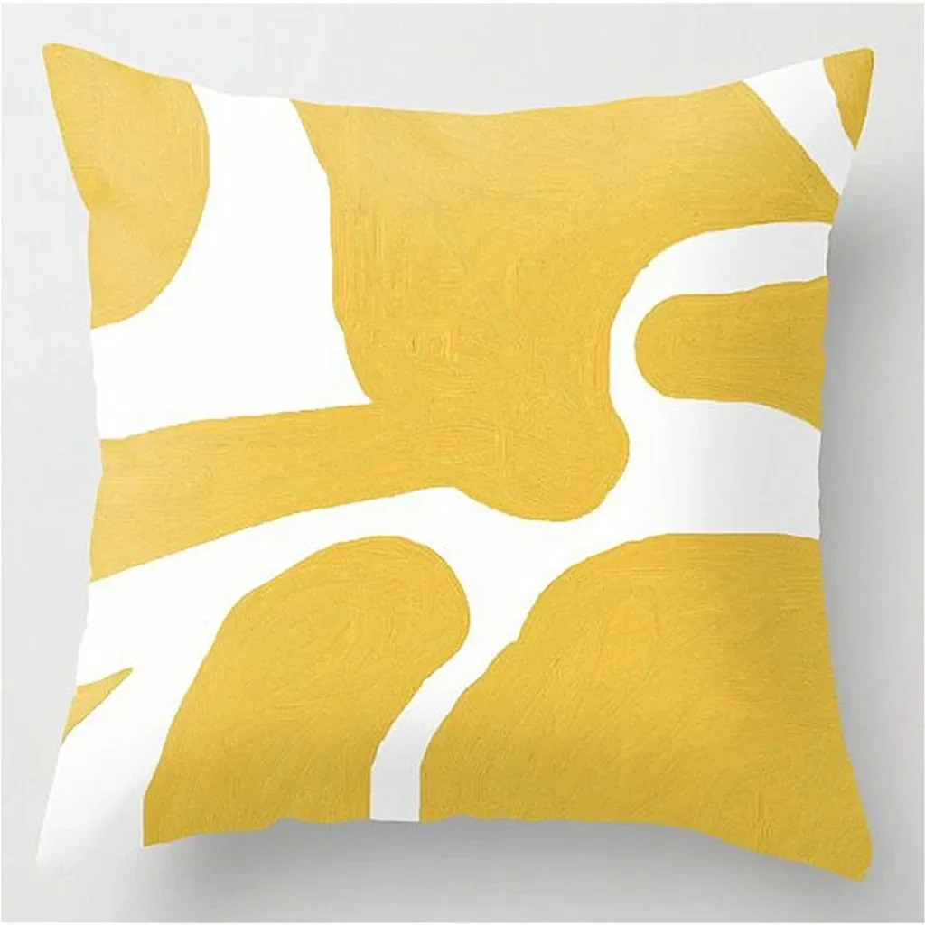 Funda de cojín amarilla para sofá, funda de almohada cuadrada moderna para sala de estar, decoración del hogar, patrón de hojas florales, fundas de
