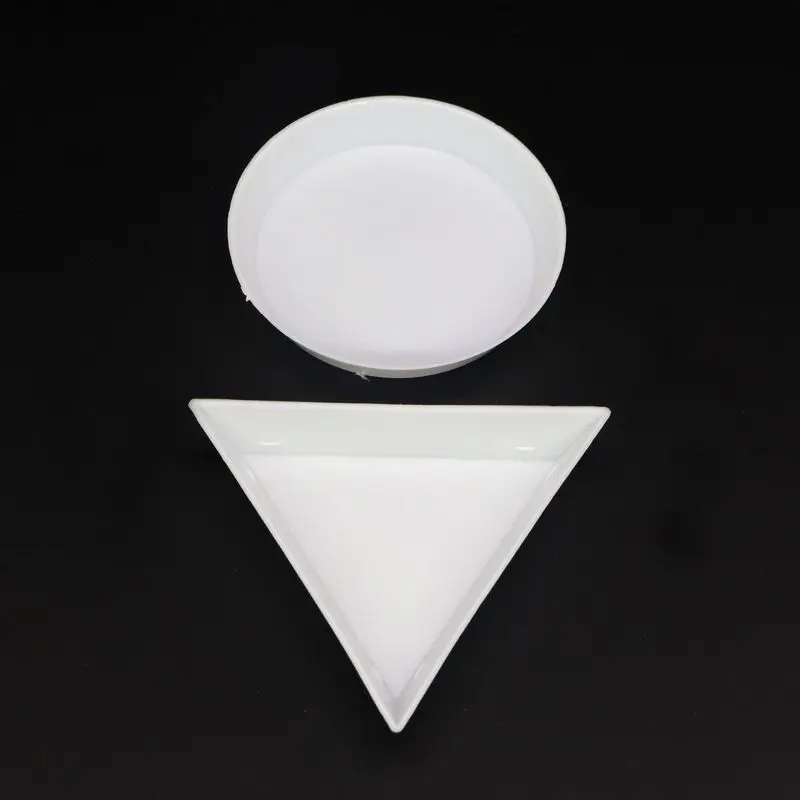 10pieces Environmental Triangle Round Plastic White Jewelry Beads Storage Container Trays Display Plate Handmade DIY Accessories