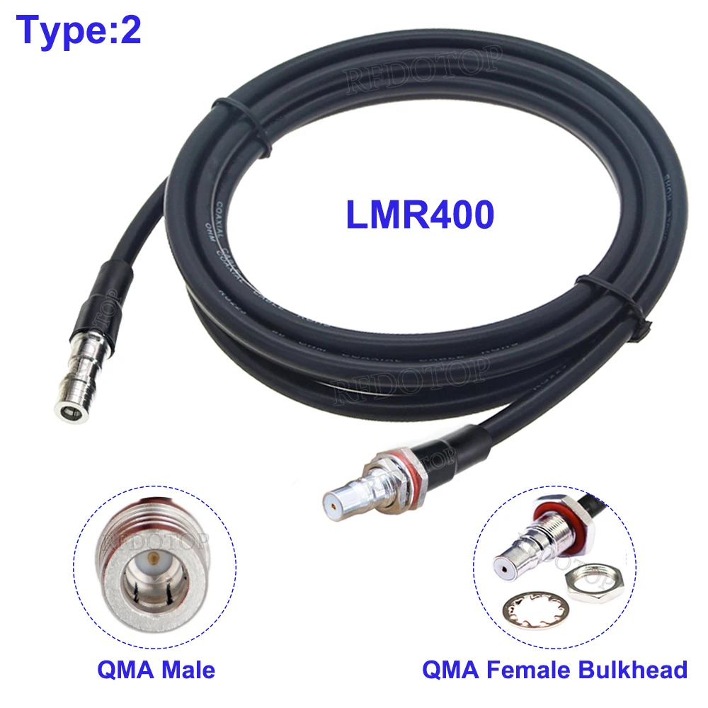 1Pcs LMR400 Cable QMA Male Plug to QMA Female Bulkhead Straight Connector 50-7 LMR-400 Pigtail 50 Ohm Low Loss RF Coaxial Jumper