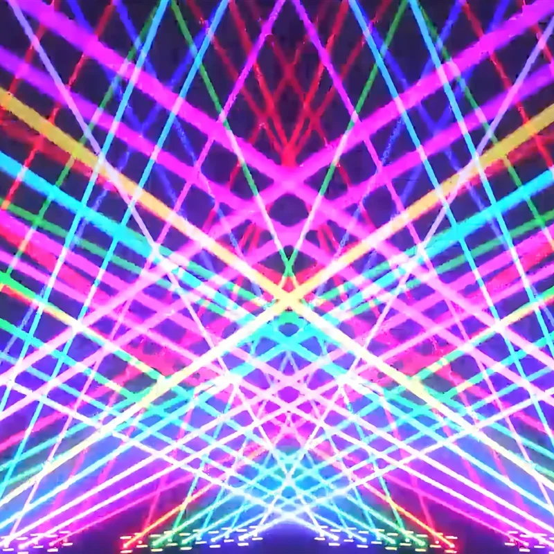 RGB Laser Beam Bar 10x500mW Moving Head 120 LED DMX512 Sound Active Strobe for Stage Party Nightclub With Ring Bar