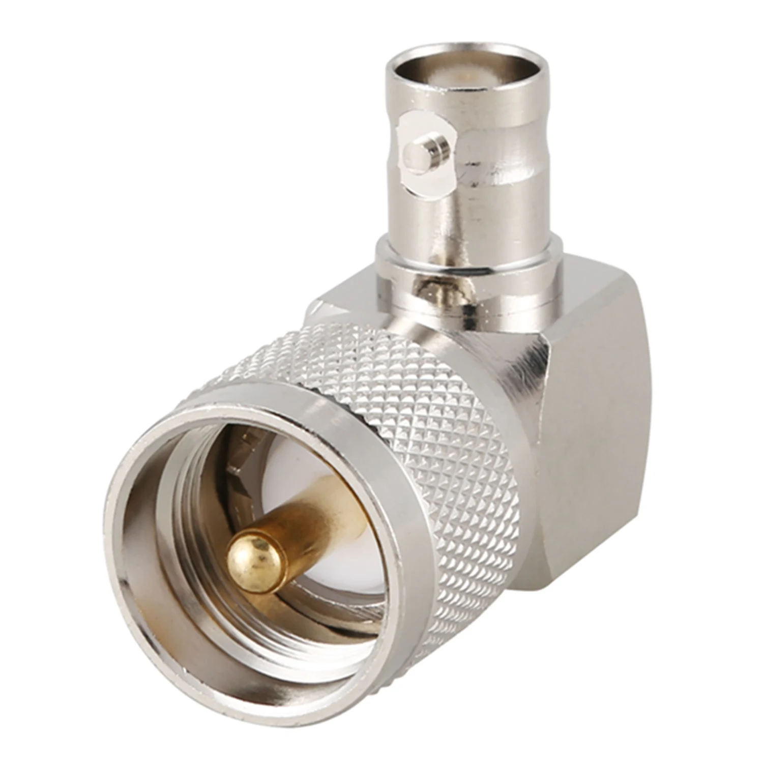 Uhf Pl259 PL-259 Man Naar Bnc Vrouwelijke Haakse Rf Adapter Connector, Zilver