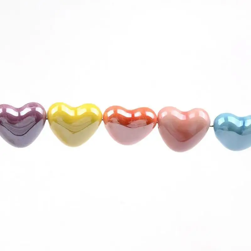 10pcs Hengkong Love Heart Ceramic Beads High Temperature Firing Handmade DIY Making Necklace Bracelet Jewelry Accessories