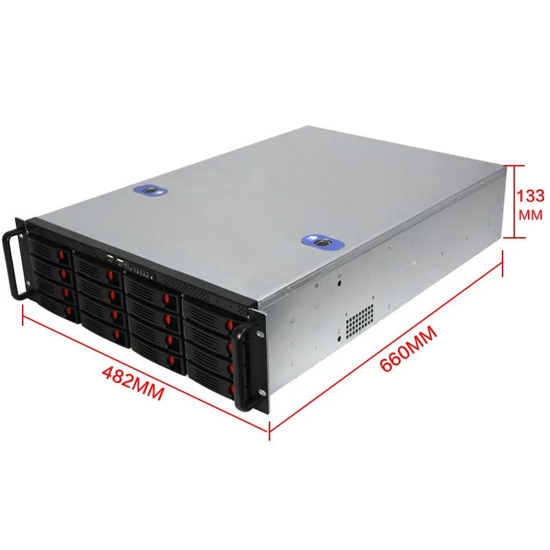 3U Rackmount Server Chassis, 16 Hot-Swap HDD Bays, Support EATX Dual Motherboard, Disk Array Storage Host
