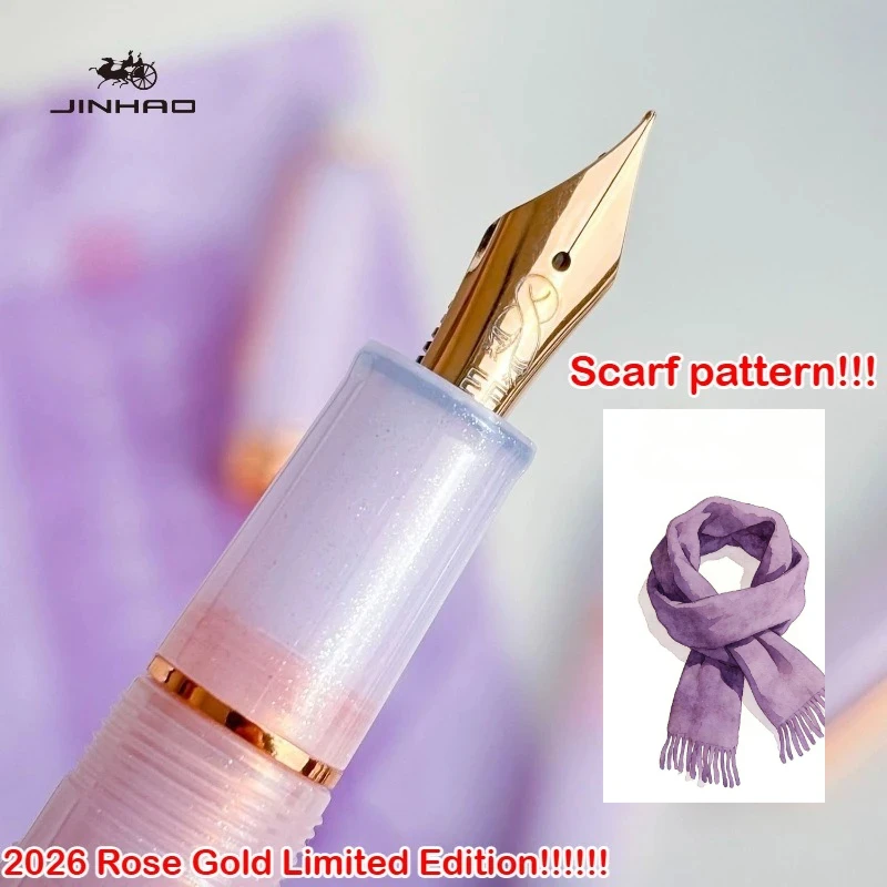 

Лимитированная серия 2026 года: Сакура Розовый! Перьевая ручка JINHAO 82 Plus с клипом в виде розы и узором в виде розового шарфа, канцелярские товары для школы и офиса