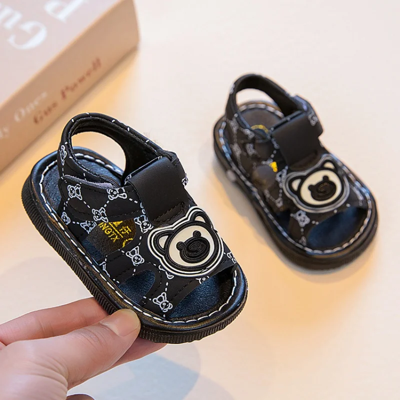 Sepatu Sandals1-2Squeaky bayi laki-laki perempuan, musim panas bahan dasar lembut sepatu balita tahun