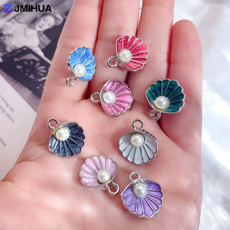 15pcs Pearl Shell Charms Pendants Enamel Charm For Jewelry Making Supplies DIY Handmade Earrings Anklets Bracelets Accessories