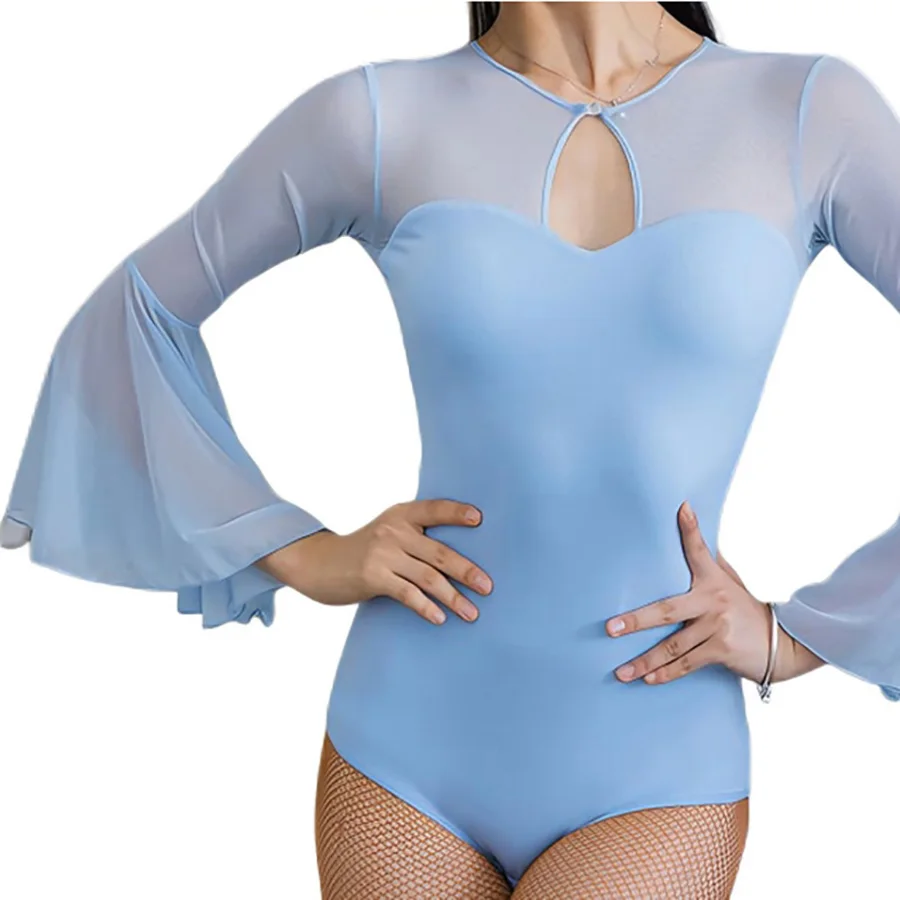 

Women's Latin Dance Top Slim Fit Long Sve Stand Collar Breathable Practice orm Faionable Summer/Autumn Outfit Polyamide Spandex