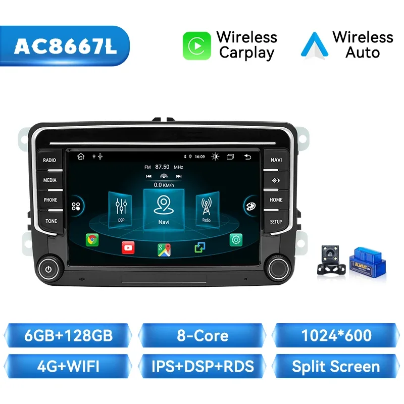 Ai Voice Draadloze Carplay Auto Radio Speler Voor Vw/Volkswagen/Golf/Passat/B7/B6/Skoda/Seat/Octavia/Polo/Tiguan Android Auto