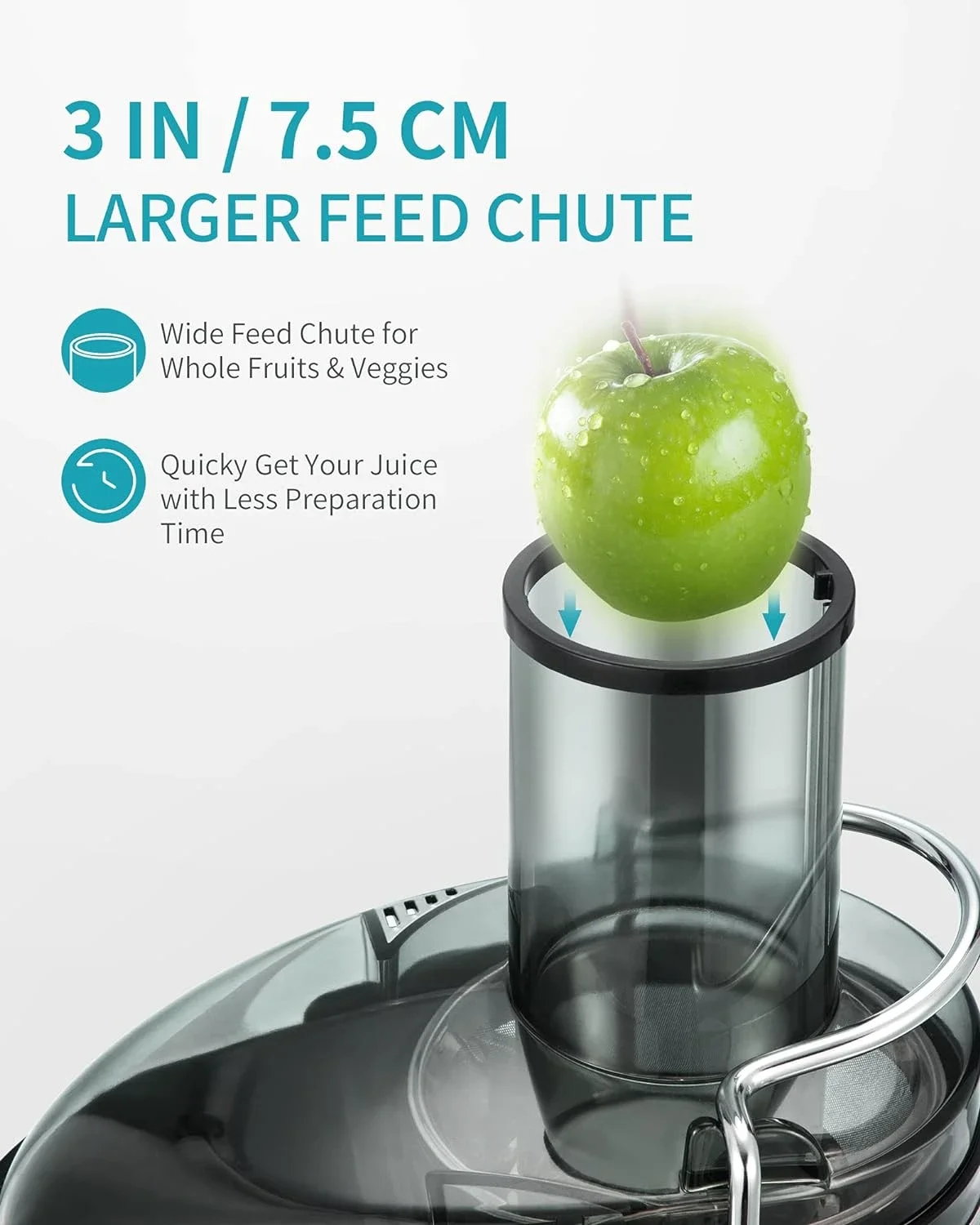 Máquina exprimidora potente de 800w con boca grande, conducto de alimentación de 3 pulgadas, doble velocidad, fabricante de jugo centrífugo para frutas y verduras, fácil