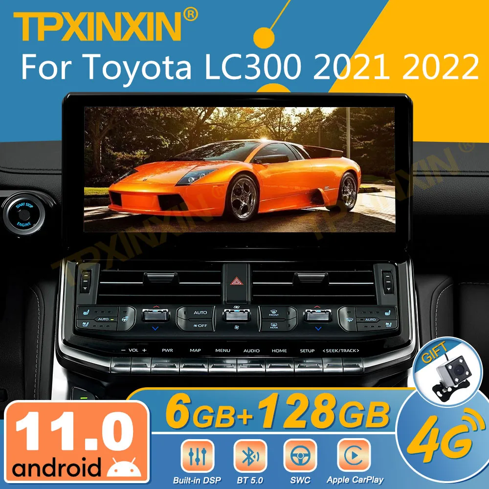 For Toyota LC300 2021 2022 Android Car Radio 2Din Stereo Receiver Autoradio Multimedia Player GPS Navi Head Unit Screen