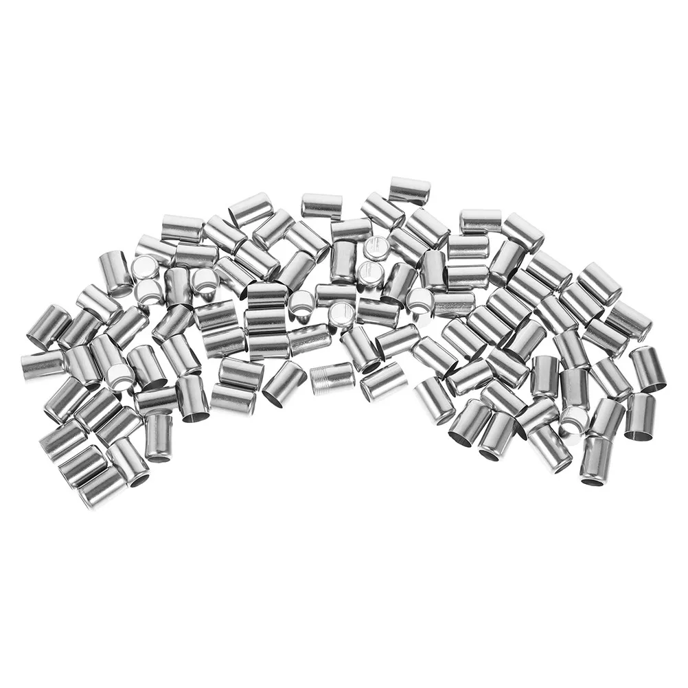 100Pcs Stainless Steel Hydraulic Hose Fitting Ferrules 0.83x0.51 Crimp Sleeve for High Pressure Hose Repair Pneumatic Industrial