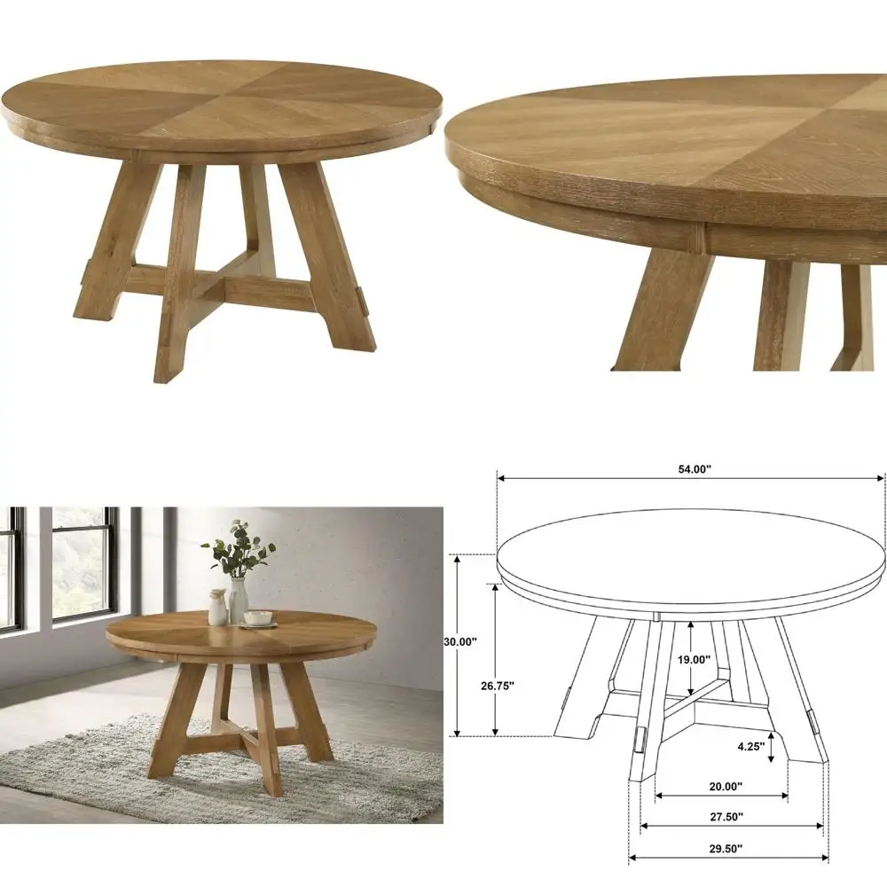 54-Inch Round Wood … - image