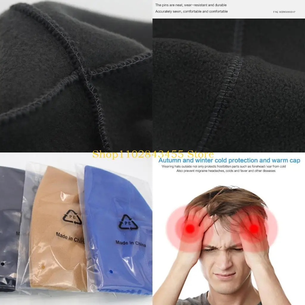 49mc-ソフトフリース帽子大人の冬つばなし帽子スポーツアクセサリー防風頭飾り
