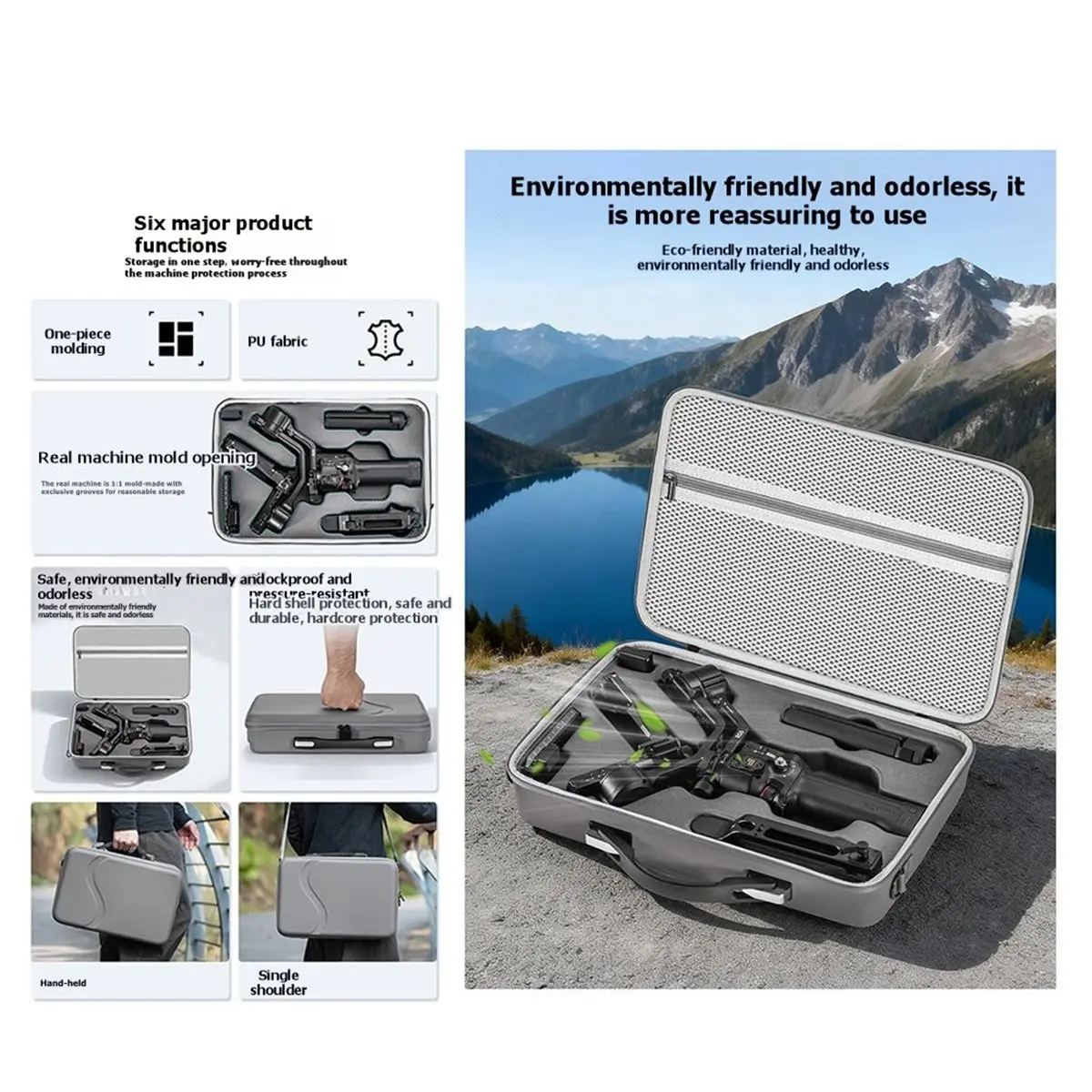 

Портативный чехол A73T из полиуретана для DJI RS5, сумка для хранения, органайзер для аксессуаров ручного стабилизатора DJI Ronin RS 5 Gimbal