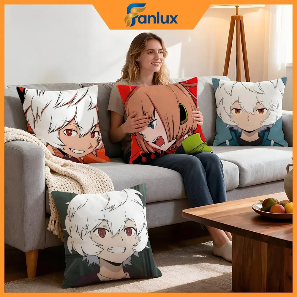 Anime World Trigger Cushion Cover 4Pcs Decorative Covers Soft Cushion Case for Sofa Couch Decor 40x40 45x45 Pillowcases