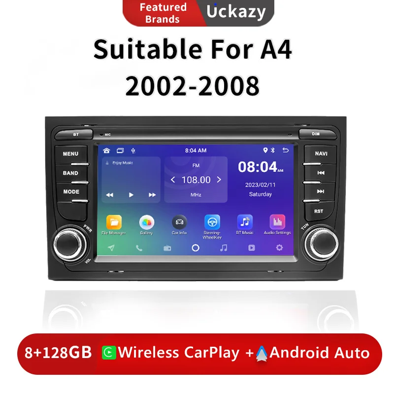 Android 13 Car Radio For Audi A4 B6 B7 S4 B7 B6 RS4 Seat Exeo 2002-2008 RS4 B7 2008-2012 Multimedia GPS Carpal Audio Radio