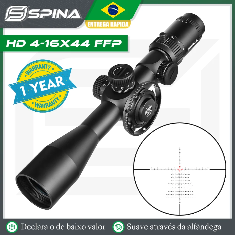 

Оптический прицел SPINA HD 4-16x44 FFP с красной/зеленой подсветкой, прицел 1/6 MOA с мин. фокусом 10yds, прицел для охотничьей винтовки, 223,308 и т. д.