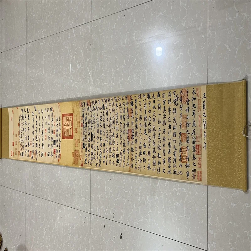 

China Old long Scroll Painting , Wang Xizhi's calligraphy painting "Preface to Lanting" collectibles