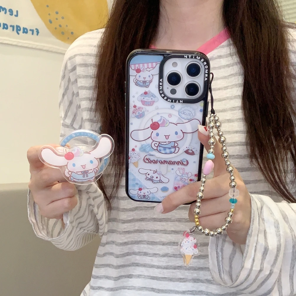 Magnetic Holder Magsafe Wireless Cute Cartoon Sanrio Cinnamoroll Charge Phone Case For iPhone 17 16 15 14 13 12 11 Pro Max Cover