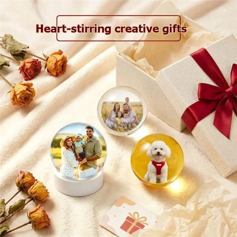 DTEN-Bluetooth 5.4 Enabled 3D Crystal Ball Video Player Electronic Magic Crystal Light Badge Photo Display For Birthday Gift