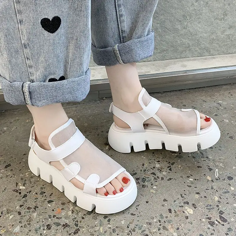 

Woman Roman Sandals 2026 Summer Women Thick Bottom Mesh Breathable Sandals Female Classic All-match Sandals Comfortable Shoes