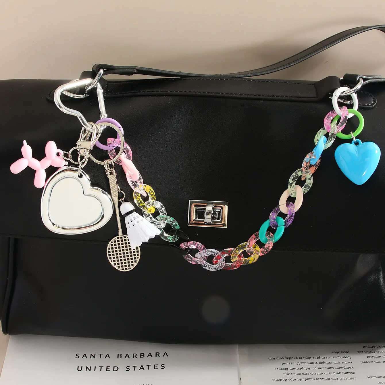 

Y2K Couple Alloy Heart Lock Keychain Hanging Bag Decoration Badminton Couple Keychain Girl Heart Cat Bag Pendant