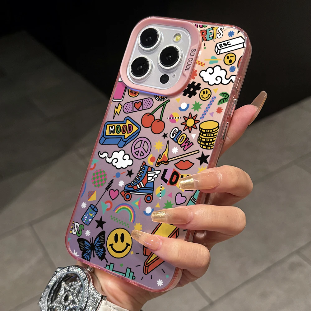 Fashion Ins Labels Phone Case for Oppo Reno12 Reno11 Reno10 Reno6 Reno5 Reno4 F Lite Reno 11 10 6 5K 4 5G Silver Matte Hard Capa