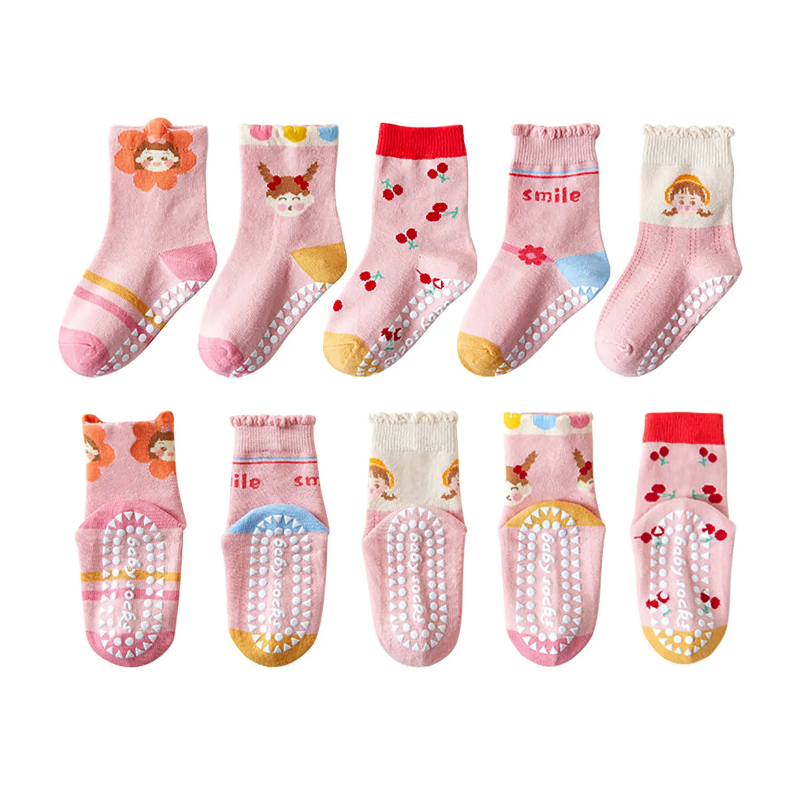 

2 Socks 12PC Children Socks Comfortable Soft Fashion Cute Cartoon Children Floor Socks Girl Socks Medium