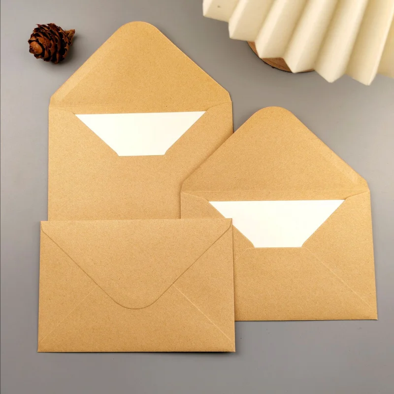 Custom. Simple Artistic Blank In-Stock Premium Kraft Paper Envelopes Making Vintage Letter Paper Greeting Cards Invitations