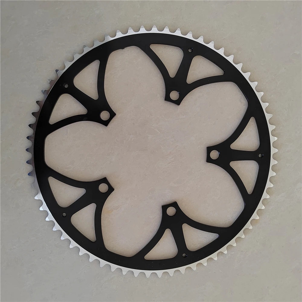 TRUYOU Kettenrad 130 BCD 65T Aluminiumlegierung CNC Rennrad Kettenblatt Kurbelgarnitur Falträder Kettenblatt Schwarz Einzelplatte – Detail 2
