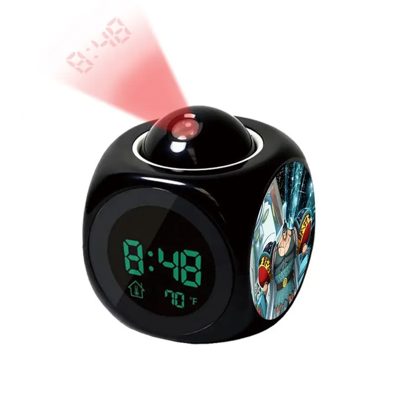 Anime One Piece Luffy Projection Alarm Clock Digital Led Clock with Time & Temperature Display Projector Night Light for Bedroom view 6